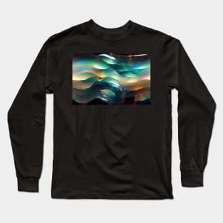 Holographic Iridescent Glass Waves Long Sleeve T-Shirt